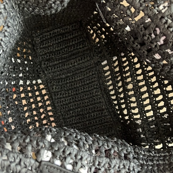 Karl Lagerfeld Paris Antivibes Straw Logo Strap Tote EUC - Picture 12 of 15